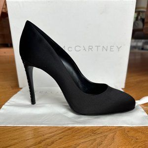 STELLA MCCARTNEY New Black satin studded-heel pumps - size EU 39